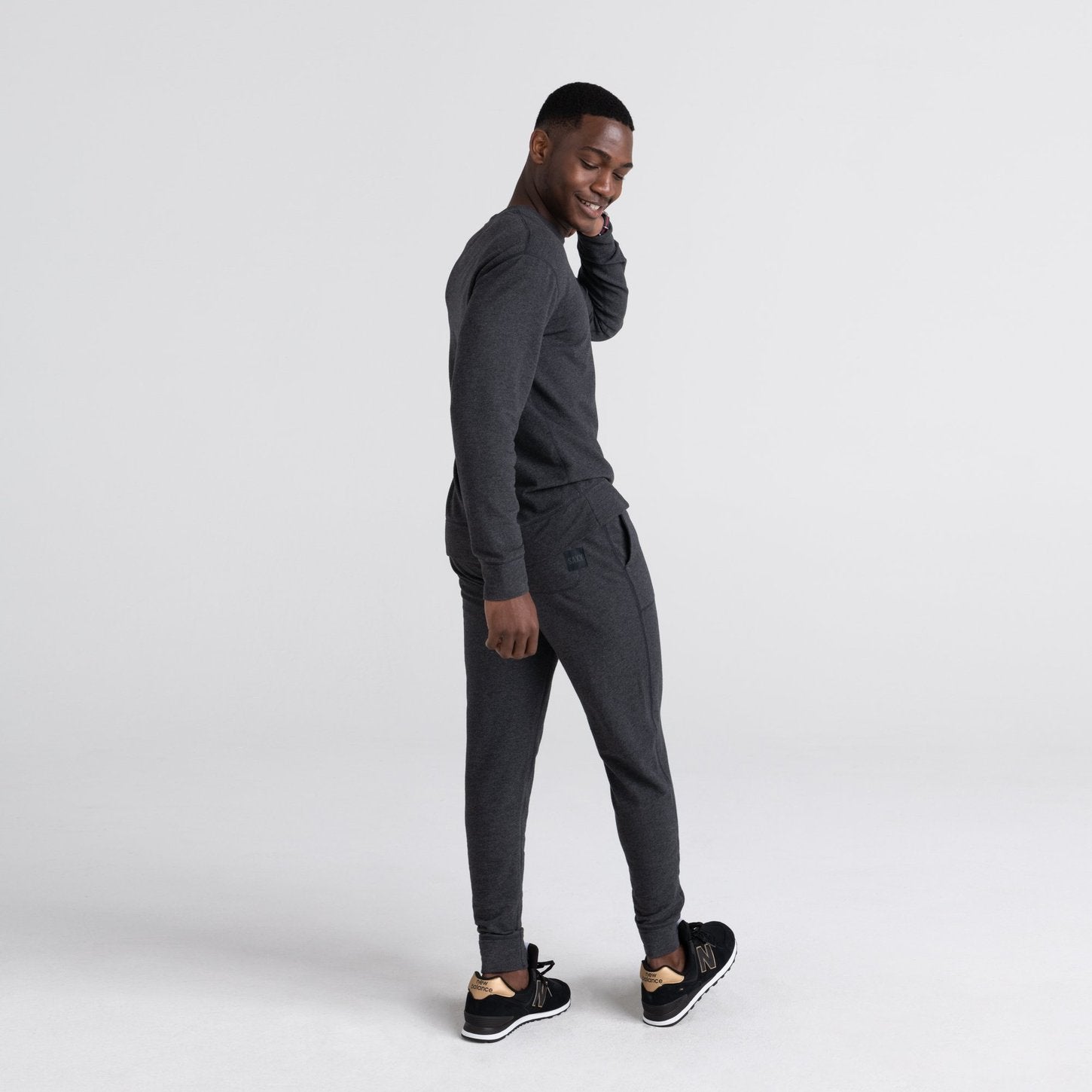 3SIX FIVE LS CREW - BLACK HEATHER