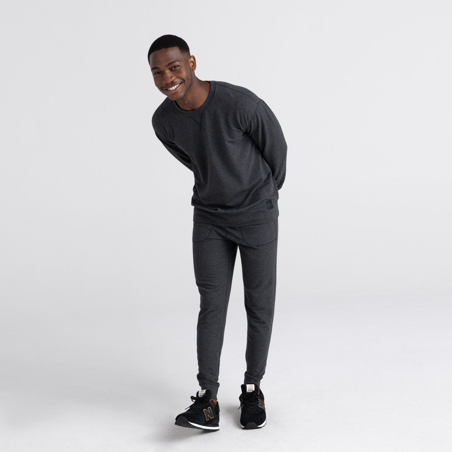 3SIX FIVE LS CREW - BLACK HEATHER